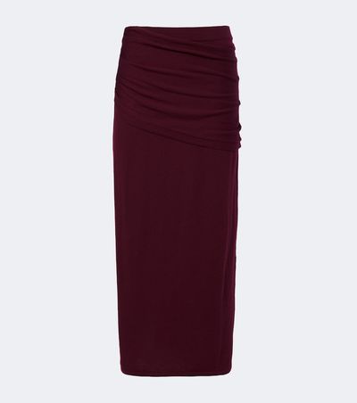 Staud Staud Wilma ruched wool maxi skirt