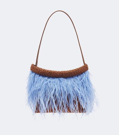 Staud Staud Winslow feather-trimmed shoulder bag