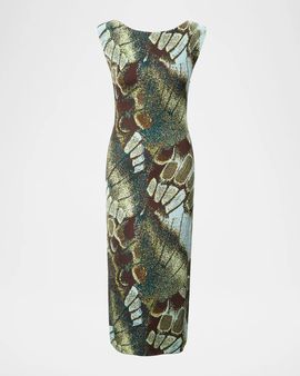 STAUD Veronica Abstract Midi Dress