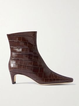 STAUD Wally croc-effect leather ankle boots