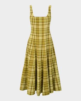STAUD Wells Plaid Midi Dress