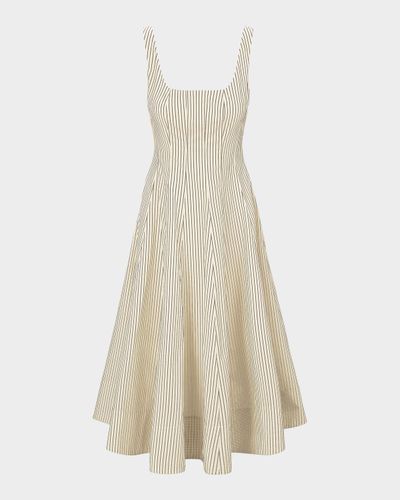 STAUD Wells Striped Sleeveless Fit &amp; Flare Dress