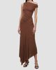 STAUD Women's Amaris Ruched Mesh Asymmetric Maxi Dress - 2