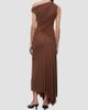 STAUD Women's Amaris Ruched Mesh Asymmetric Maxi Dress - 3