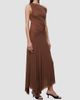 STAUD Women's Amaris Ruched Mesh Asymmetric Maxi Dress - 4