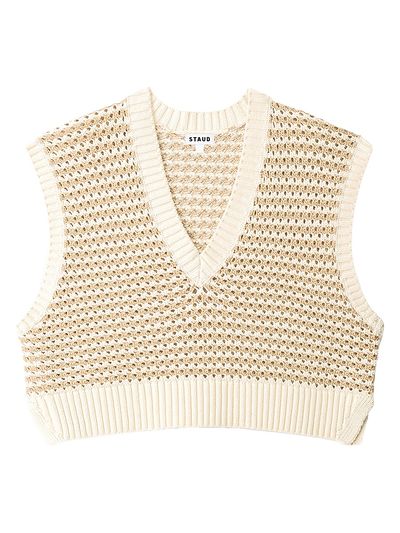 Staud Women's Americana Striped Crochet Crop Sweater