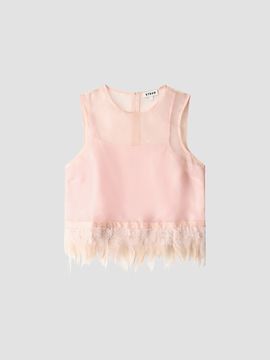 Staud Women's Avi Silk Feather-Trim Top