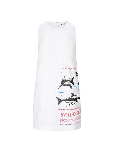 Staud Women's Brea Logo-Detailed Shark Print Cotton Minidress