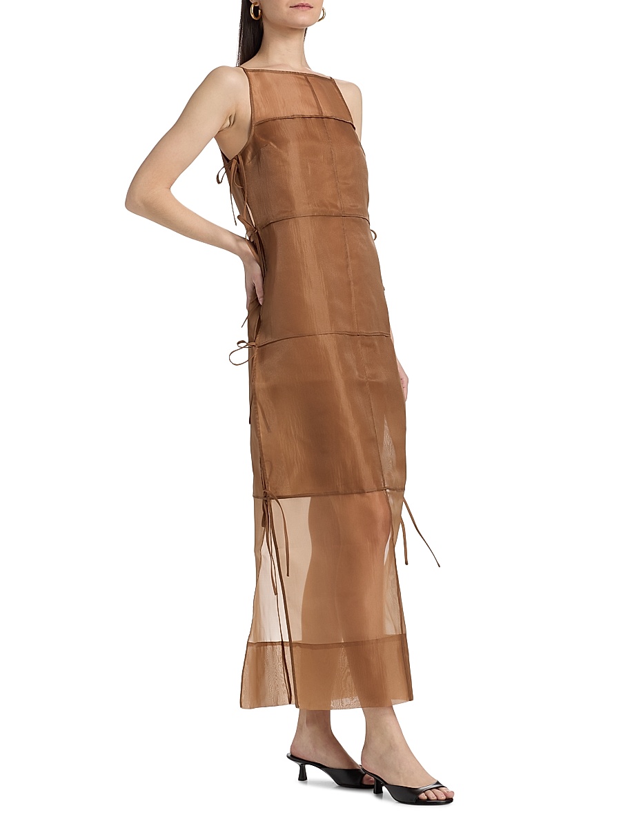 women midi dress near me Timely Matter Toffee Brown Belted Sleeveless Midi Dress