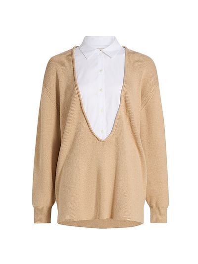 Staud Women's Coast Relaxed-Fit Bib Collar Sweater