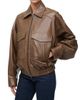 Staud Women's Eugene Leather Bomber Jacket - 3