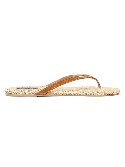 Staud Women's Freja Suede-Raffia Flat Sandals