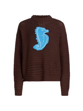 Staud Women's Giada Seahorse Open-Knit Sweater