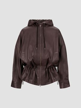 STAUD Women's Gondola Hooded Leather Jacket