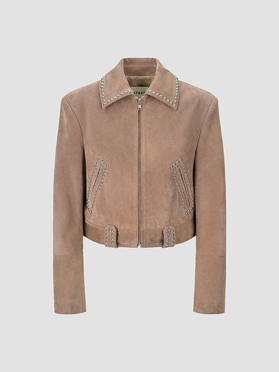 Staud Women's Hugo Studded Suede Jacket