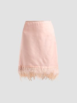 Staud Women's Lark Silk Feather-Hem Skirt