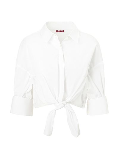 Staud Women's Lisa Poplin Tie Crop Shirt