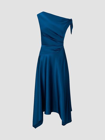 Staud Women's Portia Silk Asymmetric Midi Dress
