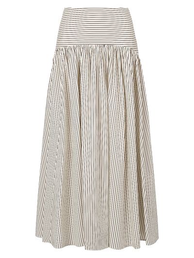 Staud Women's Procide Pinstriped Stretch-Cotton Midi-Skirt