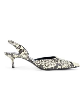 Staud Women's Sebastian Snake-Embossed Leather Slingback Pumps