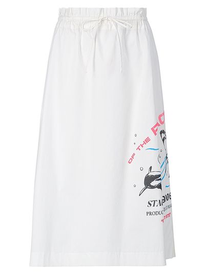 Staud Women's Shore Shark Print Cotton Midi-Skirt