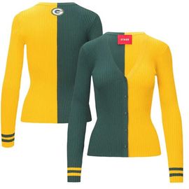 STAUD Women's STAUD Green/Gold Green Bay Packers Cargo Sweater 