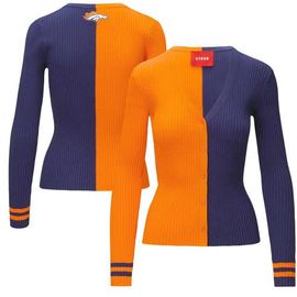 STAUD Women's STAUD Orange/Navy Denver Broncos Cargo Sweater 