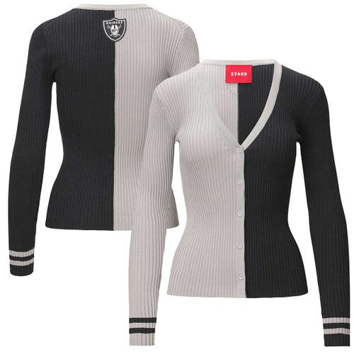 STAUD Women's STAUD Silver/Black Las Vegas Raiders Cargo Sweater 
