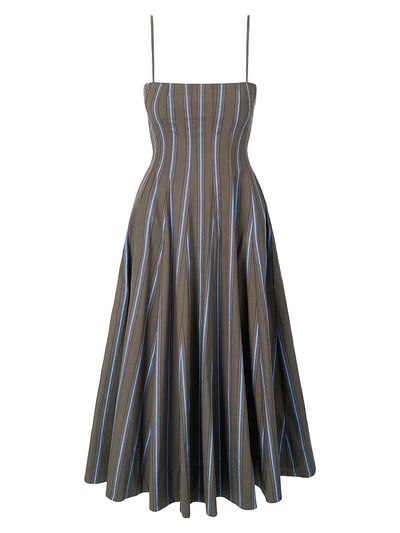 Staud Women's Wylie Striped Stretch-Cotton A-Line Midi-Dress