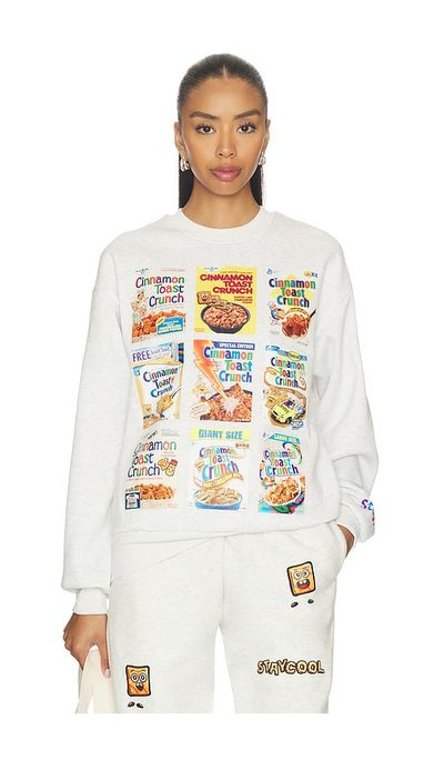 Stay Cool Stay Cool x Cinnamon Toast Crunch Nostalgia Box Grid Crewneck