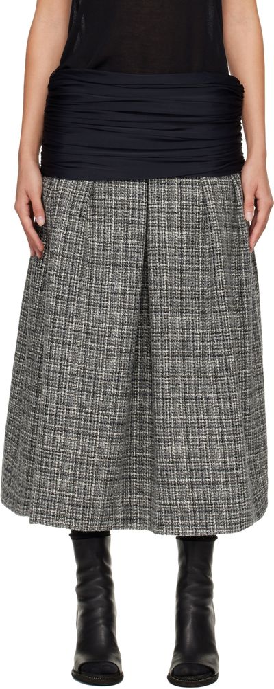 Stefan Cooke Stefan Cooke Black & Gray Elastic Waist Midi Skirt