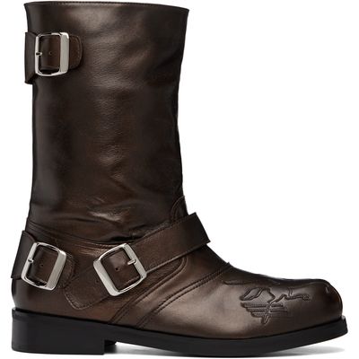 Stefan Cooke Stefan Cooke Brown Pegasus Biker Boots
