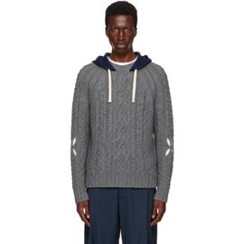 Stefan Cooke Stefan Cooke Gray Hooded Cable Sweater