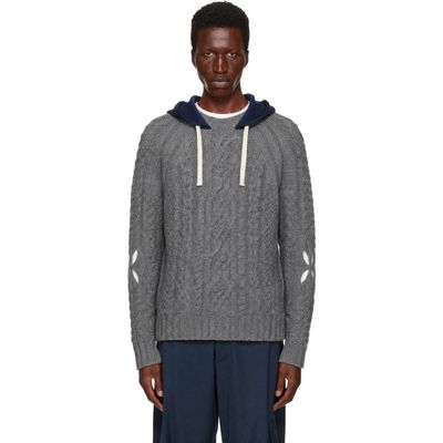 Stefan Cooke Stefan Cooke Gray Hooded Cable Sweater