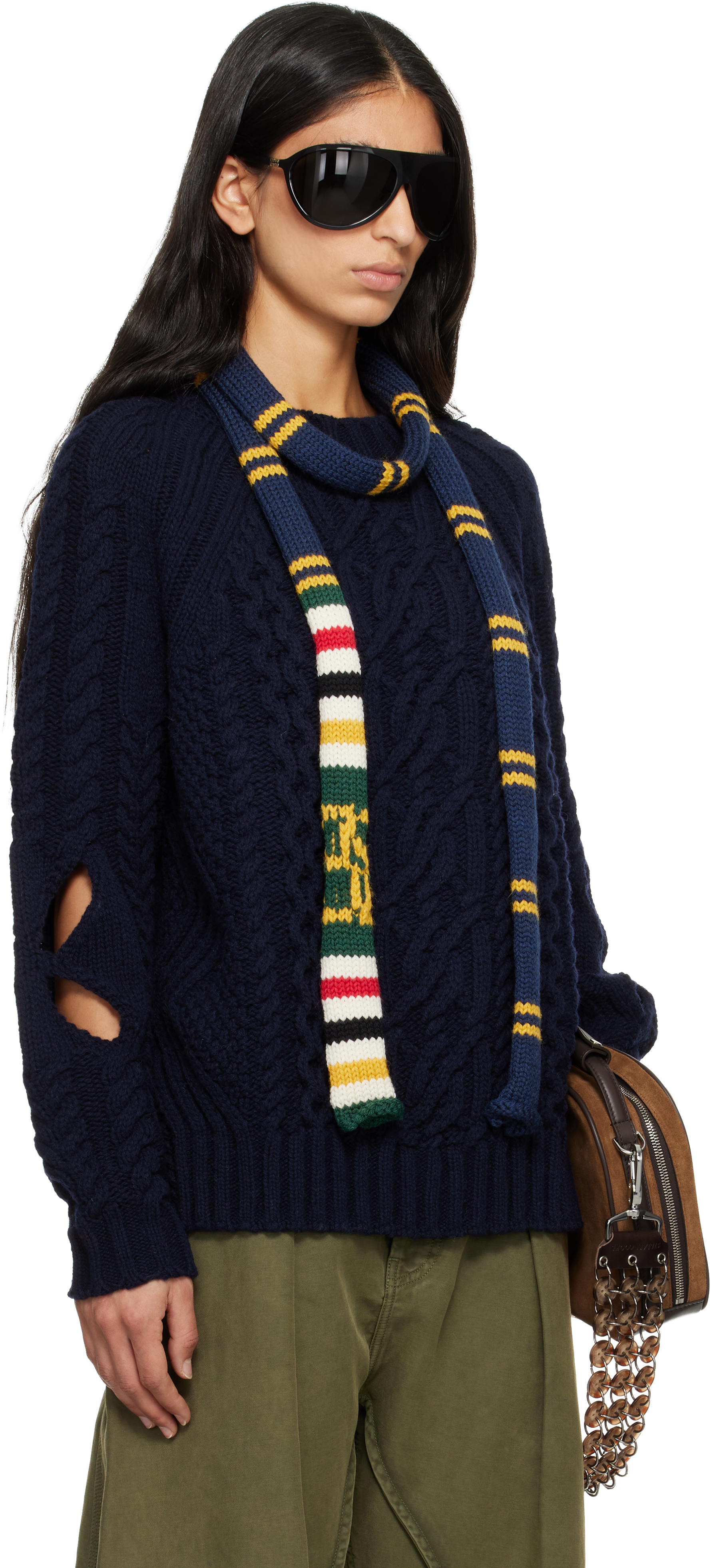 Stefan Cooke - Navy Slashed Cable Sweater