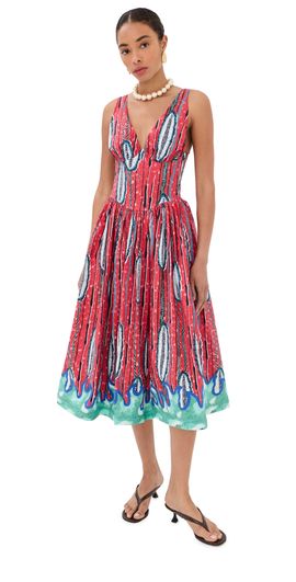 Stella Jean Stella Jean Papaya Midi Dress Red Papaya