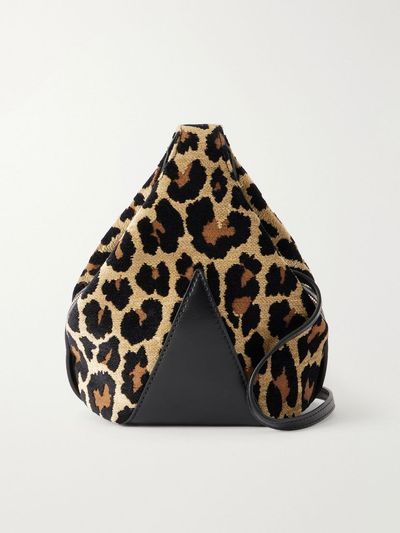 STELLA MCCARTNEY Appaloosa vegan material-trimmed leopard-jacquard shoulder bag