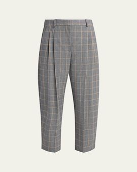 Stella McCartney Check Tapered Barrel-Leg Crop Trousers