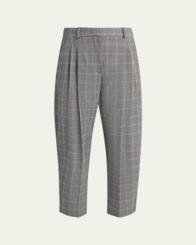 Stella McCartney Check Tapered Barrel-Leg Crop Trousers