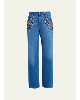 Stella McCartney Crystal Embellished Straight-Leg Jeans