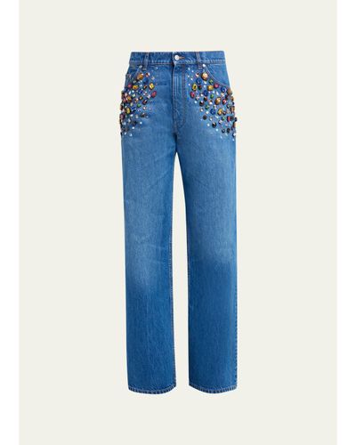 Stella McCartney Crystal Embellished Straight-Leg Jeans
