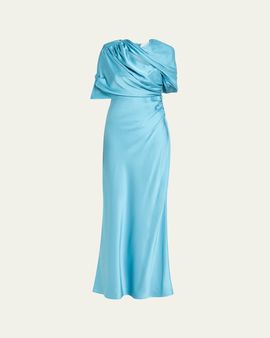 Stella McCartney Draped Capelet Satin Gown