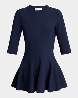 Stella McCartney Elbow-Sleeve Compact Knit Peplum Top