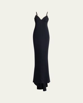 Stella McCartney Embellished V-Neck Trumpet Gown