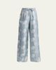 Stella McCartney Horse Printed Silk Twill Wide-Leg Drawstring Pants - 1