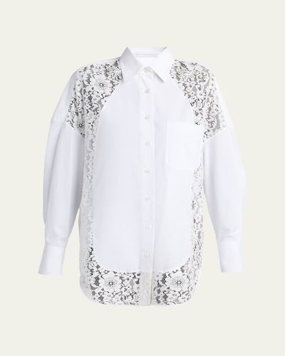 Stella McCartney Lace-Paneled Poplin Button-Down Shirt