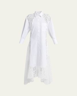 Stella McCartney Lace-Paneled Poplin Midi Shirtdress
