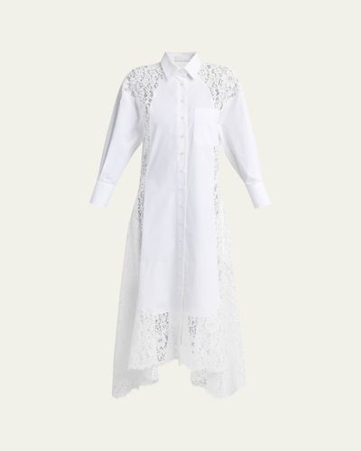 Stella McCartney Lace-Paneled Poplin Midi Shirtdress