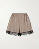 STELLA MCCARTNEY Lace-trimmed embroidered satin shorts - 1