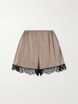 STELLA MCCARTNEY Lace-trimmed embroidered satin shorts